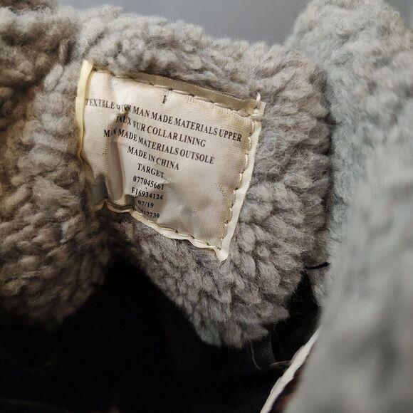 Cat & Jack‎ Kids Black Faux Fur Lined Collar Thermolite Winter Boots Sz 1 - Picture 9 of 16